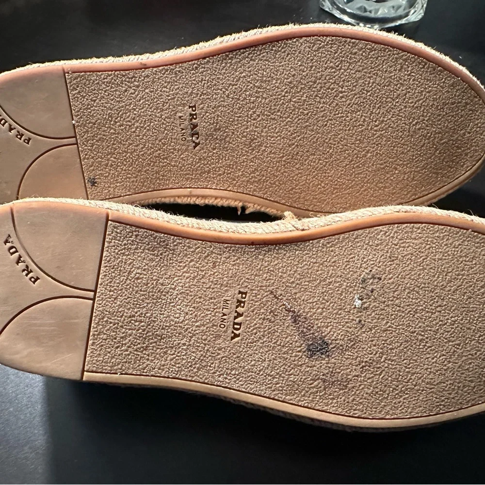 Prada Light Blue Leather Espadrille Platform Slip-On